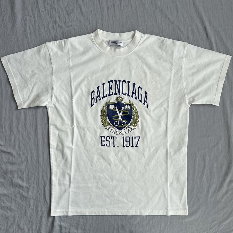 Balenciaga Collegiate Crest Shirt Cream/Navy Size Medium