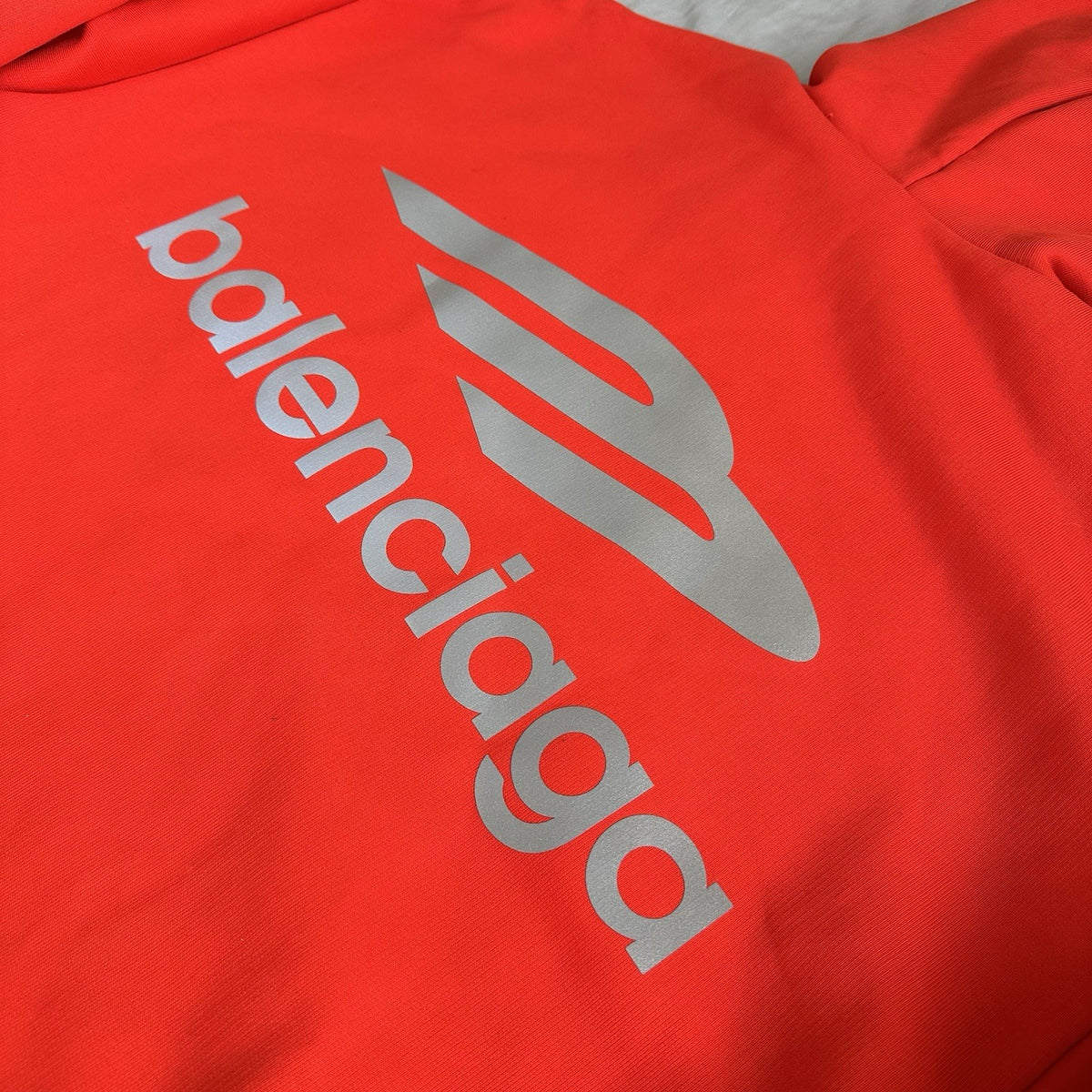 Balenciaga Ski Hoodie Red/Silver Fully Lined Size Medium