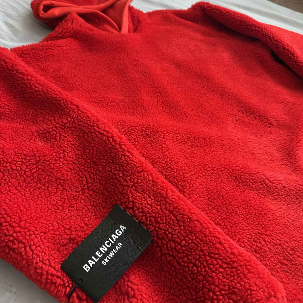 Balenciaga Ski Hoodie Red/Silver Fully Lined Size Medium