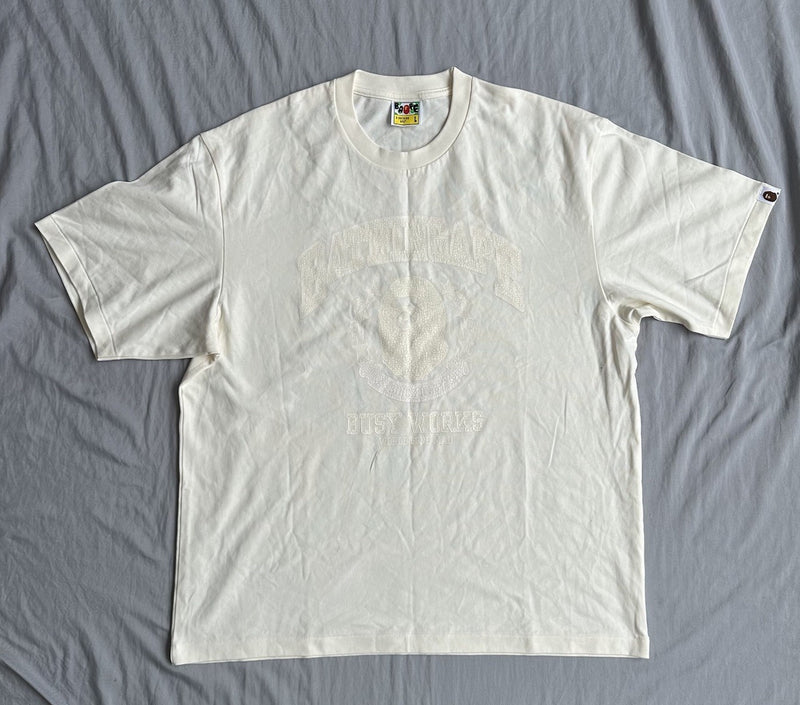 Bape Shirt Beige Front Logo Natural Cracking Size Large