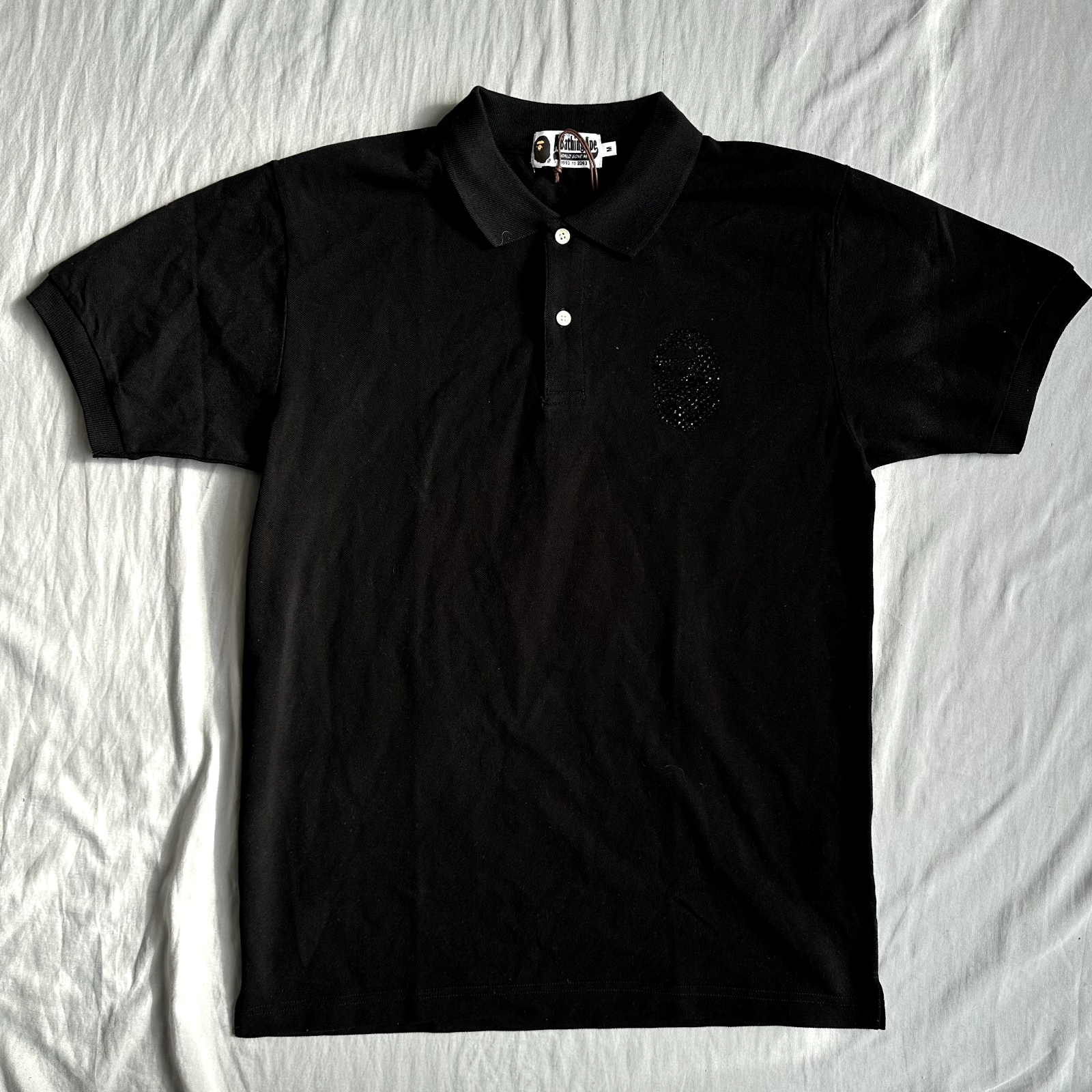 Bape Polo Shirt Black With Crystal Ape Head Size Medium