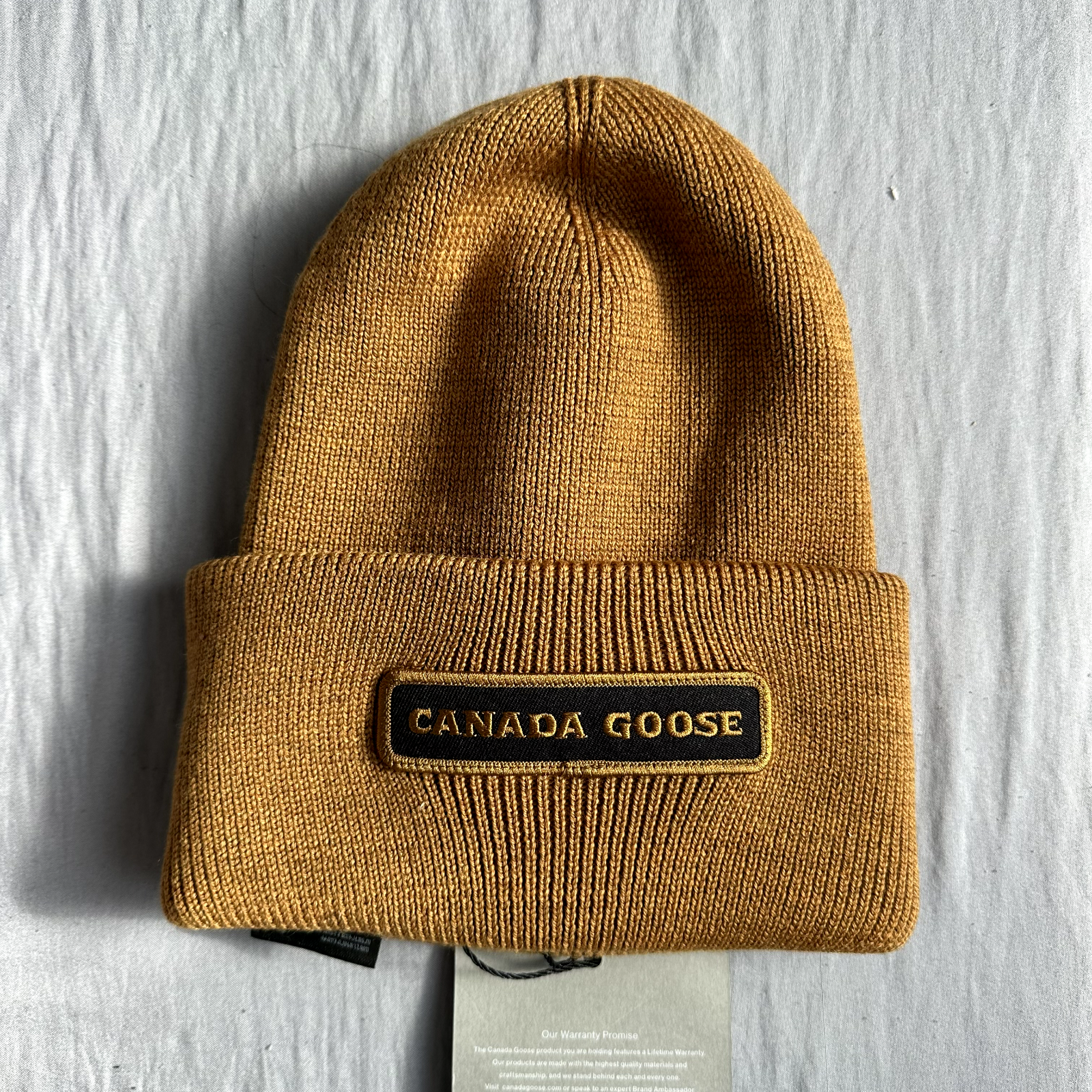 Canada Goose Emblem Rib Toque Heirloom Gold Retail $295