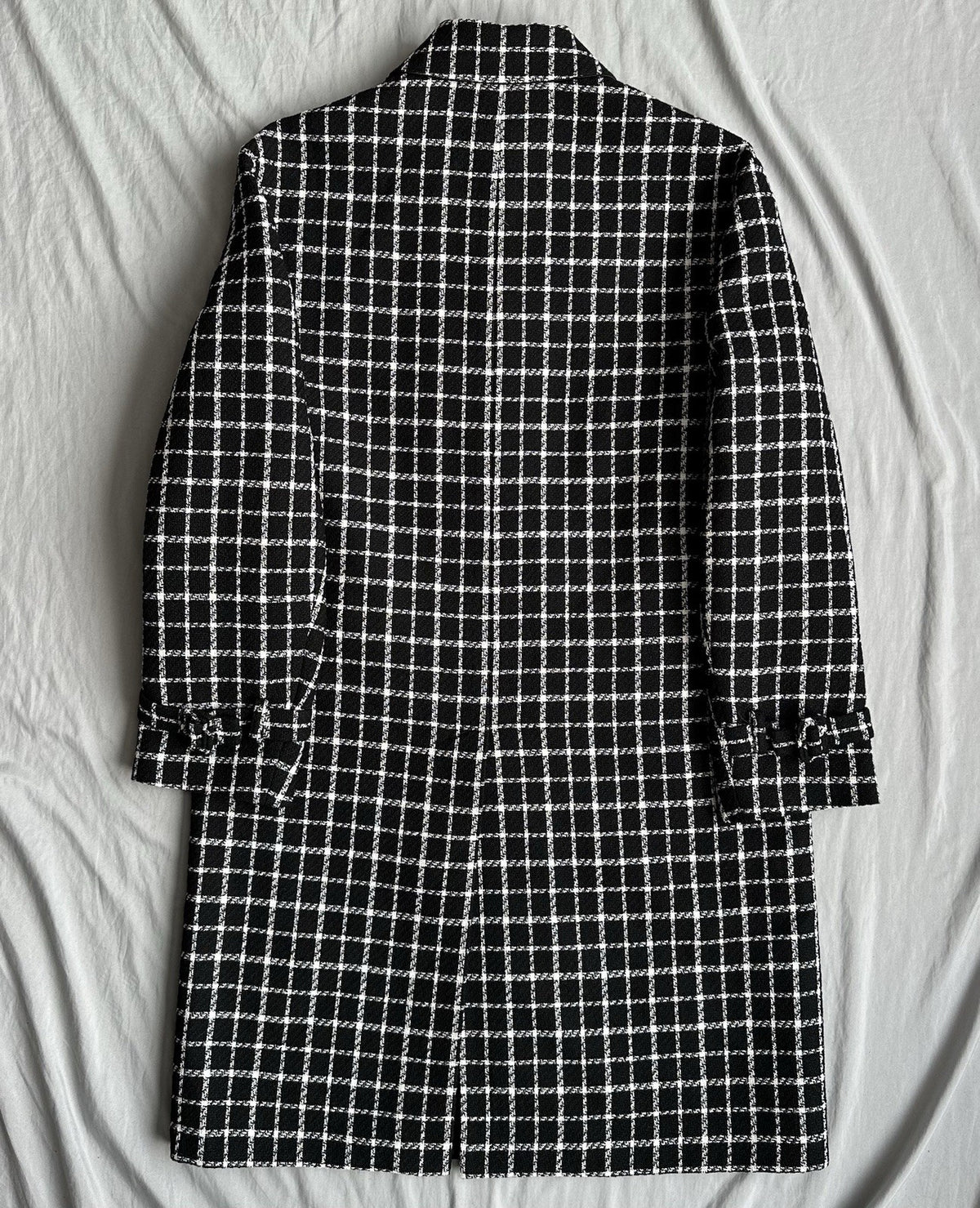Versace Black And White Checkered Single Breasted Coat Size XL