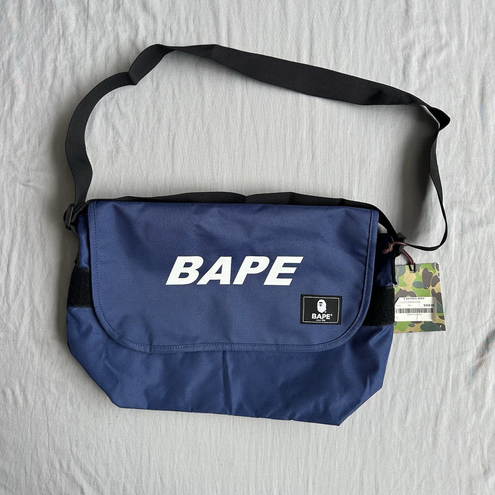 A Bathing Ape Bape Logo Messenger Bag Navy
