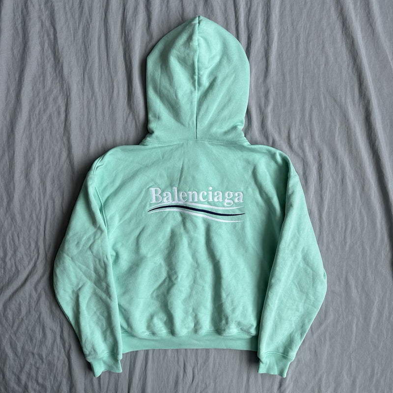 Balenciaga Political Campaign Tiffany Blue Zip Hoodie Size Small