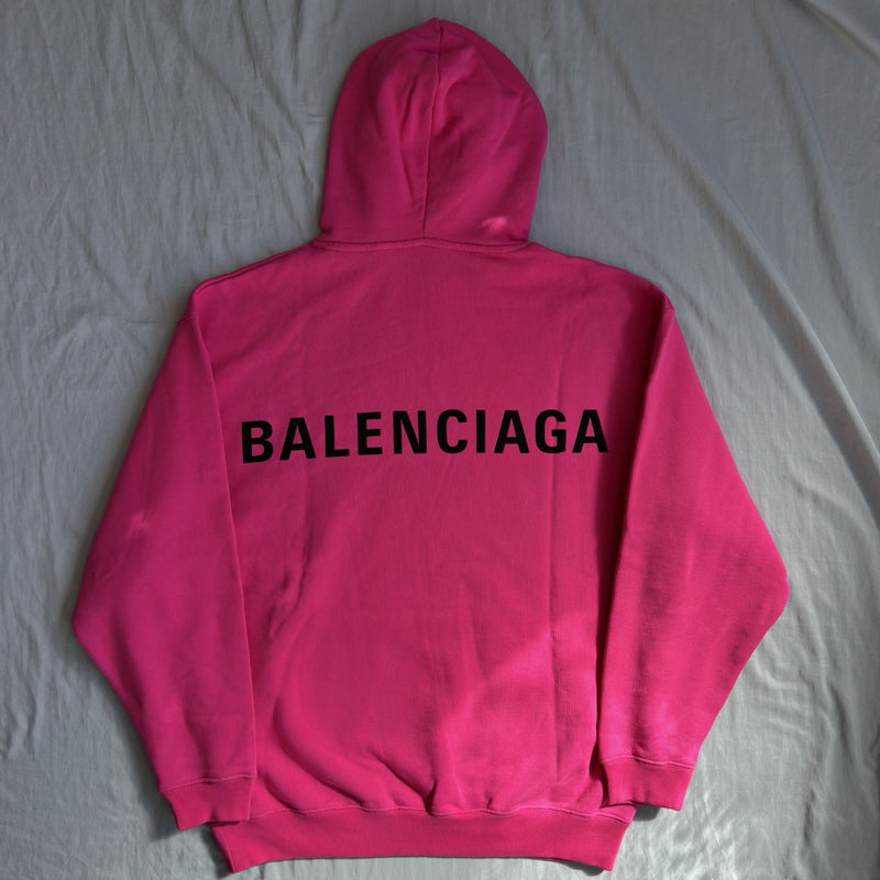 Balenciaga Back Logo Hoodie Pink/Black Size Large