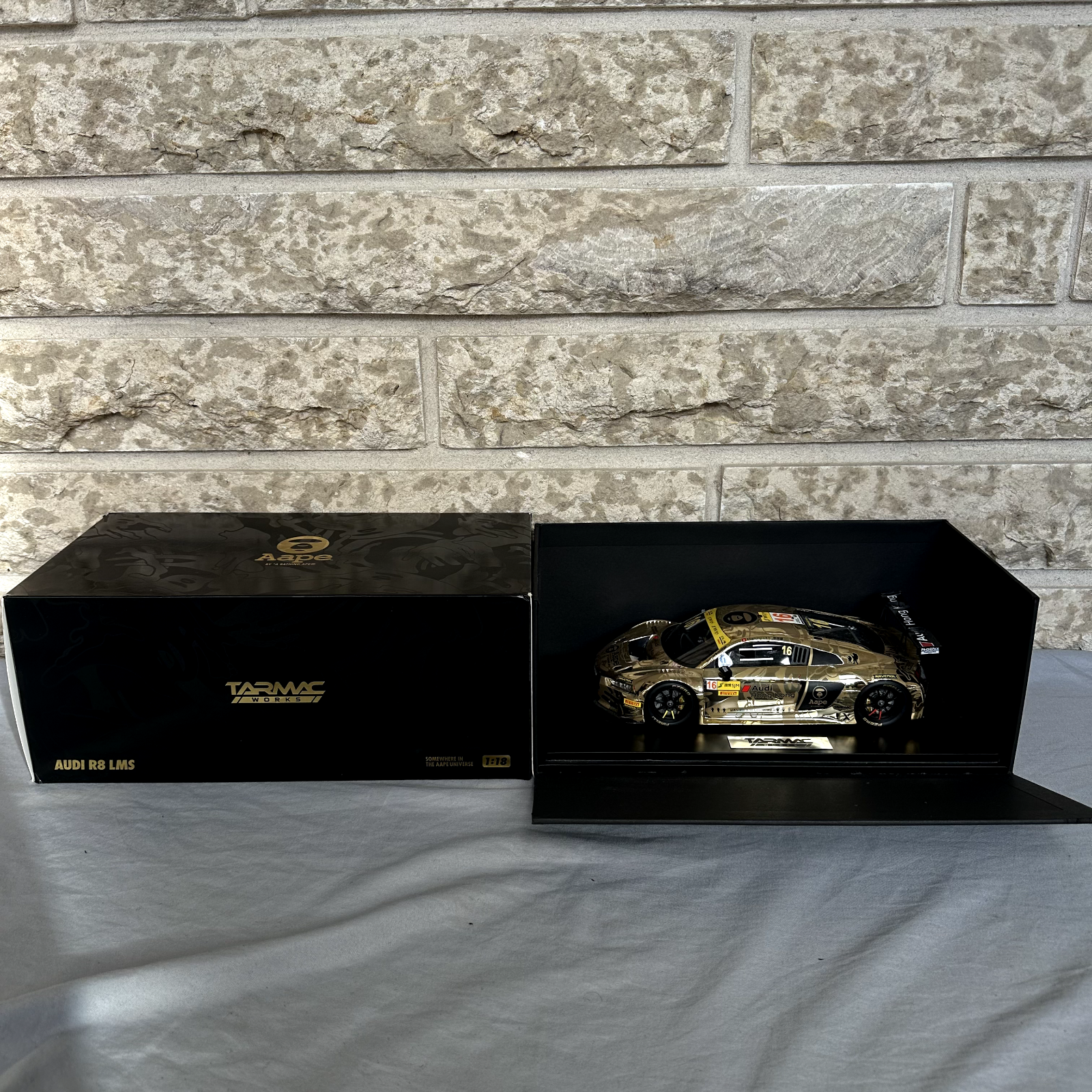 Bape x Tarmac Diecast Car Audi R8 Gold Scale 1:18 Very Rare Only 444 Produced