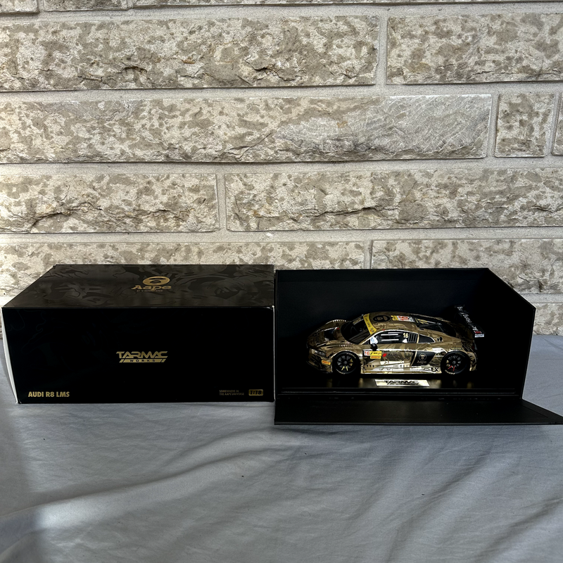 Bape x Tarmac Diecast Car Audi R8 Gold Scale 1:18 Very Rare Only 444 Produced
