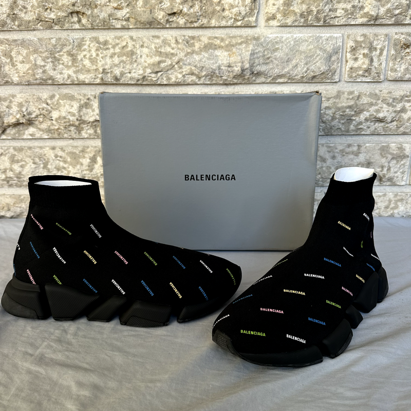 Balenciaga Speed Runner 2.0 Allover Logo Black Multicolor Size 12