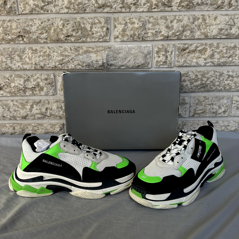 Balenciaga Triple S Green and Black With White Lettering Size 14