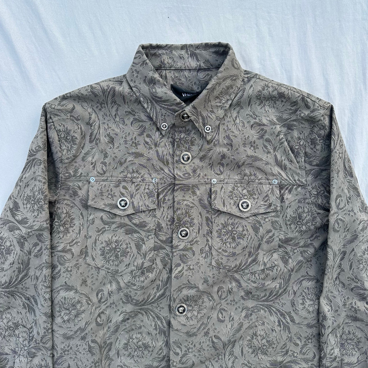 Versace Barocco Jacquard Button Overshirt Size XL Retail $1650