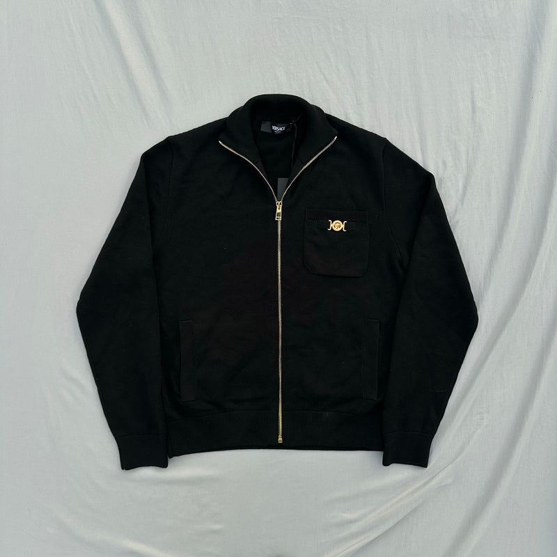 Versace Cashmere-Cotton Knit Zip Sweater Size Medium Retail $2900